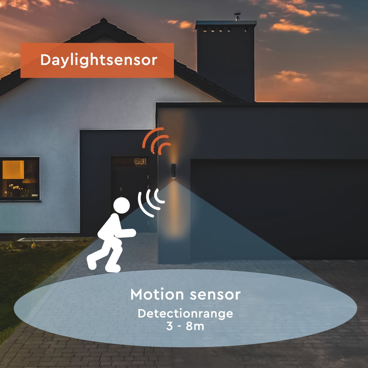 LED's Light RVS LED Buitenlamp met Bewegingssensor - 2 lichts up & down - IP44 - Zwart Buitenlampen LED.nl