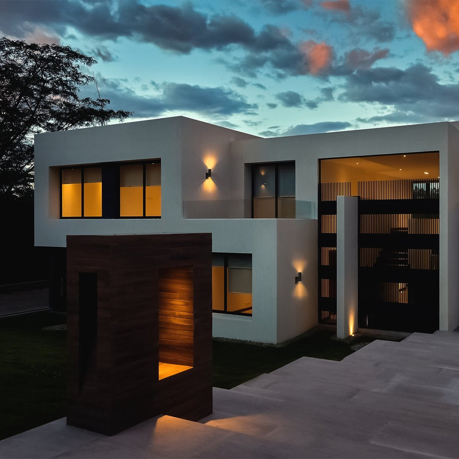 LED's Light RVS LED Buitenlamp met Bewegingssensor - 2 lichts up & down - IP44 - Zwart Buitenlampen LED.nl