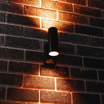 LED's Light stainless steel LED Outdoor Lamp with Motion Sensor - 2 lights up &amp; down - IP44 - Black - LED.nl