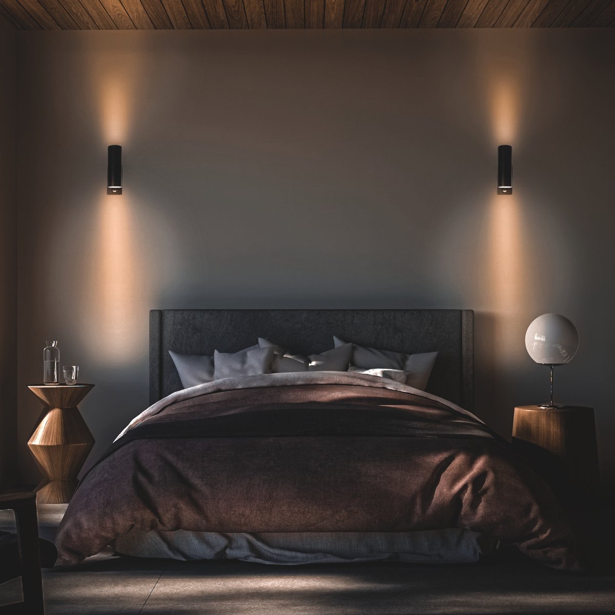 LED's Light RVS LED Buitenlamp met Bewegingssensor - 2 lichts up & down - IP44 - Zwart Buitenlampen LED.nl