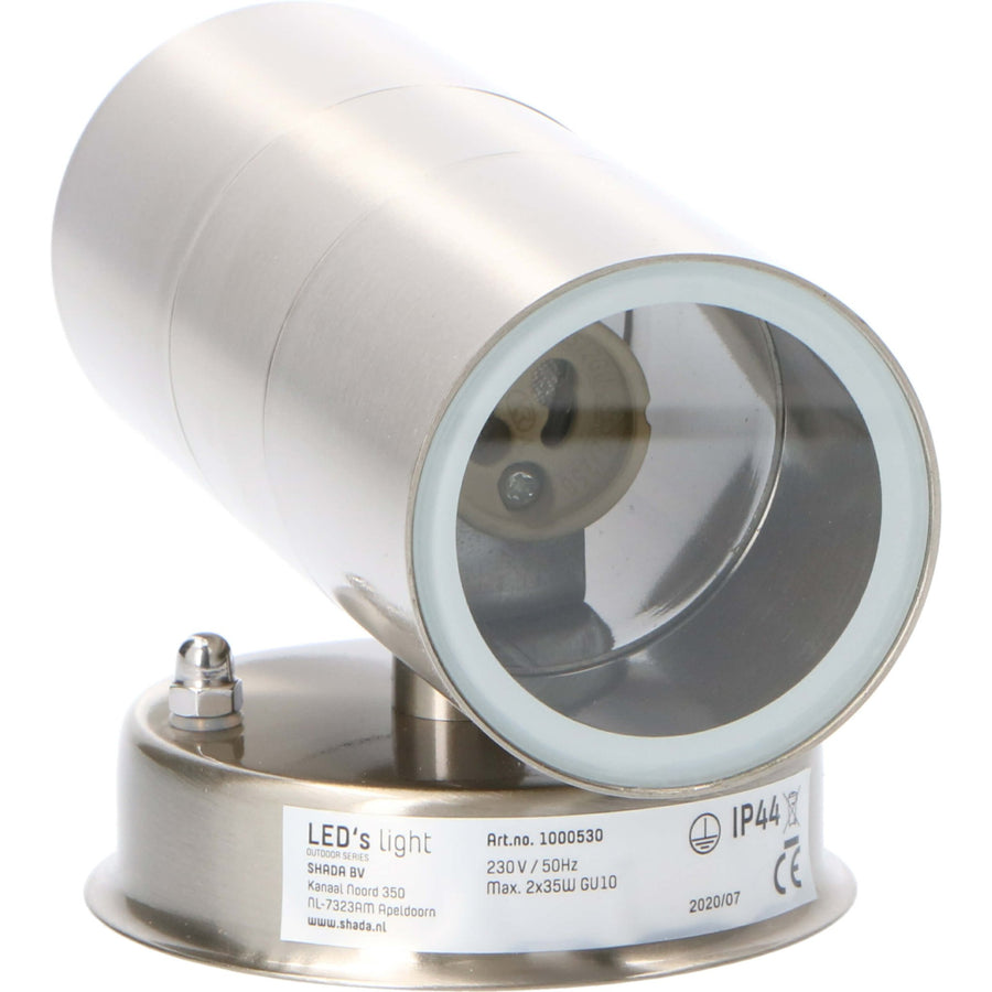LED's Light stainless steel LED Wall Lamp Outdoor - Spot with 2 x GU10 fitting - Model Catania - IP44 - Silver - LED.nl