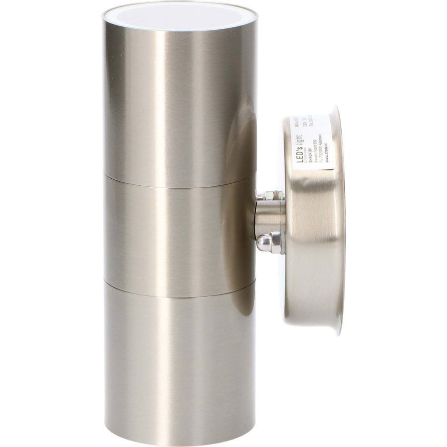 LED's Light stainless steel LED Wall Lamp Outdoor - Spot with 2 x GU10 fitting - Model Catania - IP44 - Silver - LED.nl