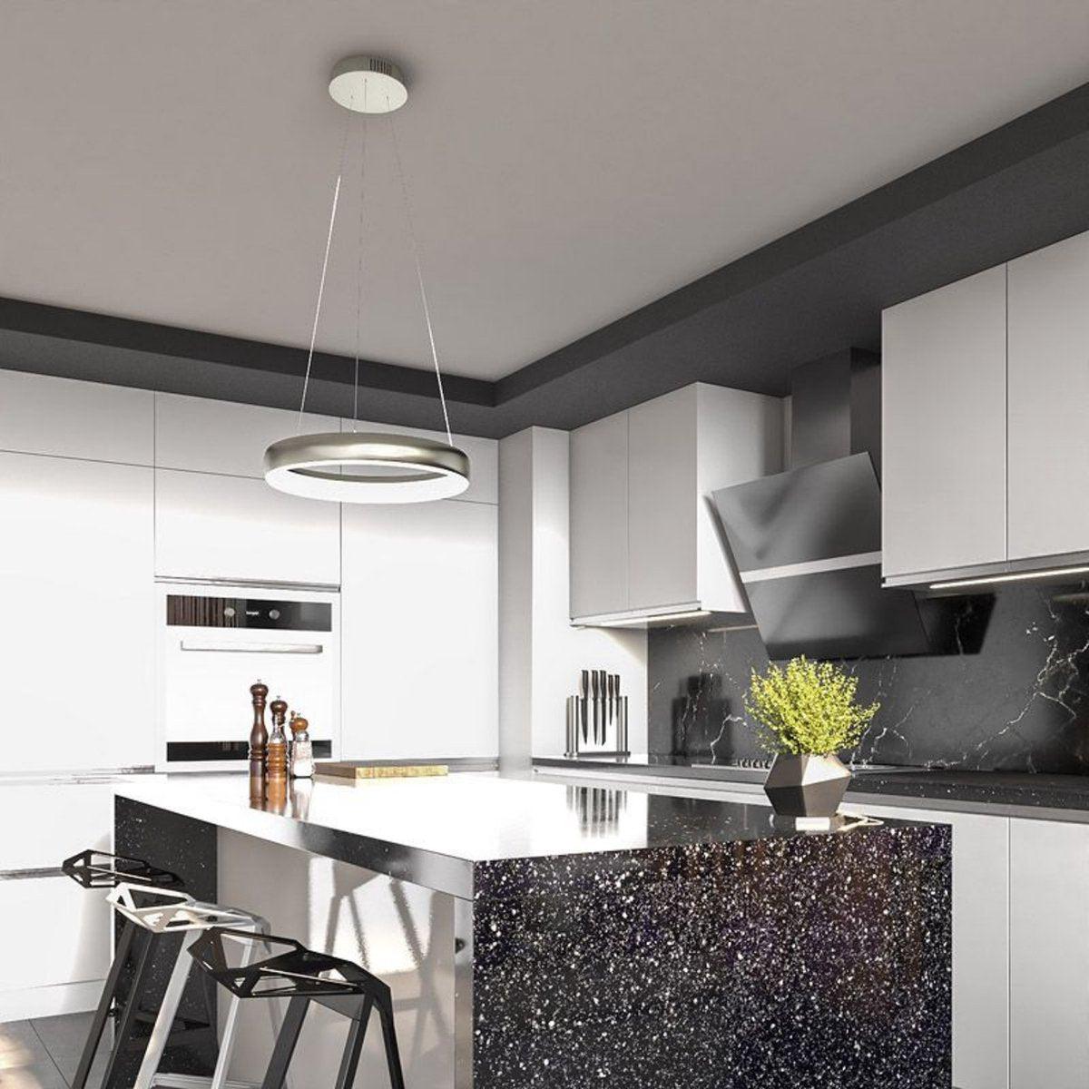 Smart LED Hanglamp rond 40 cm - Bedienbaar met afstandsbediening en app - White & Color - Zilver Hanglampen LED.nl