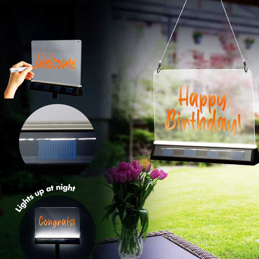 LED's Light Solar LED Display Writing Board Outdoor - Wireless Solar Powered - Incl. Pen - LED.nl