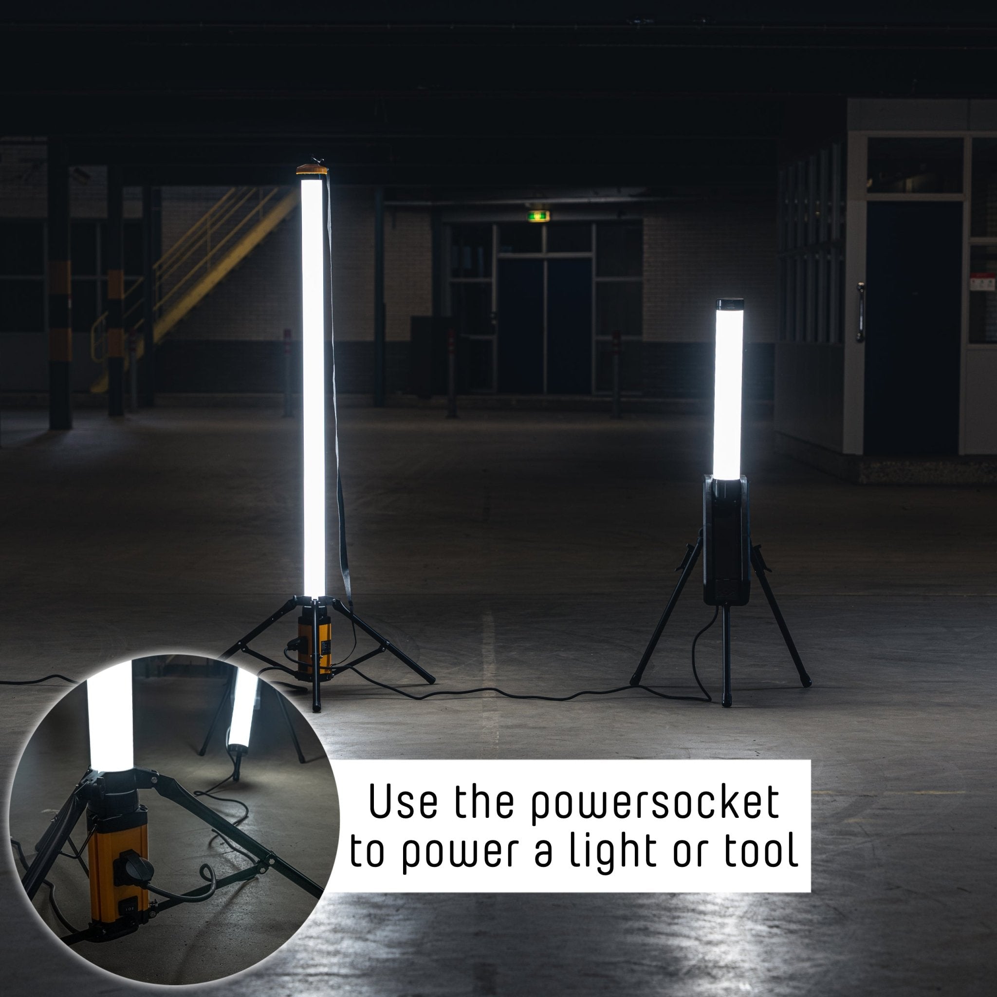 LED's Work Tripod Bouwlamp 12000 - 360 graden rondom licht - Extra stopcontact aansluiting - IP54 waterdicht - 100W Bouwlampen LED.nl