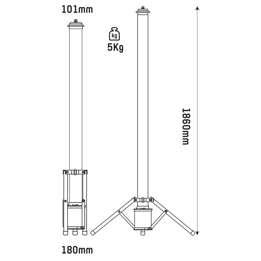 LED's Work Tripod Construction Lamp 12000 - 360 degree all-round light - Extra socket connection - IP54 waterproof - 100W - LED.nl