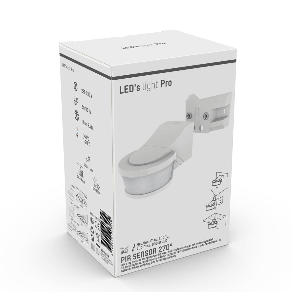 LED's Light Pro Bewegingssensor met Hoekprofiel - Universeel - 12 meter bereik - Wit Sensoren LED.nl
