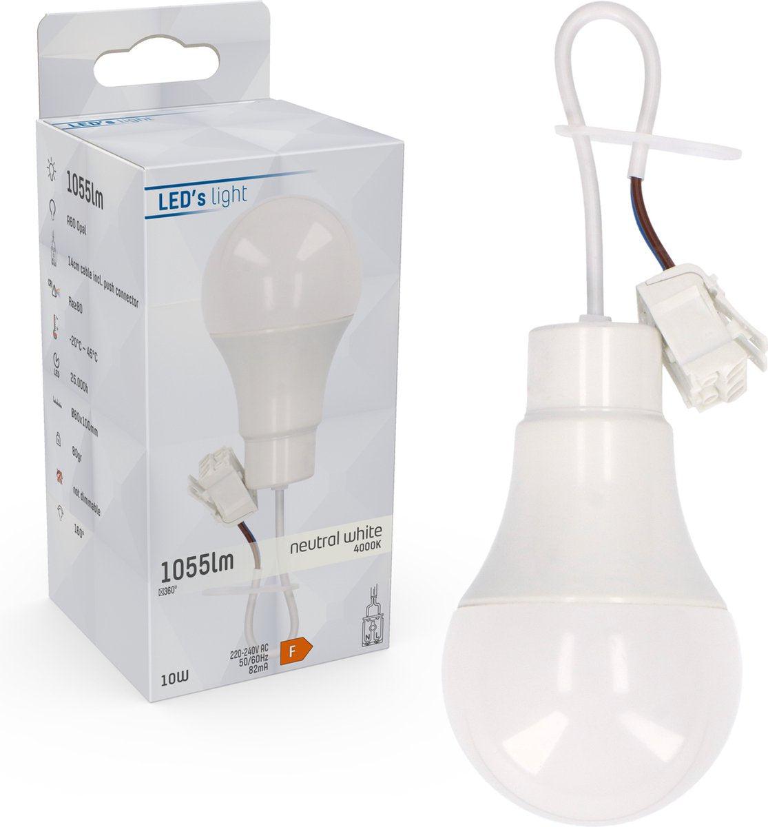Verhuisfitting E27 met LED Lamp - Extra krachtig licht - 1055 lumen - Lampfitting Lichtbronnen LED.nl